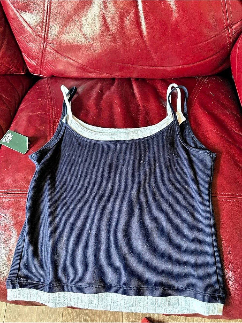 Wild Fable Ribbed Double Layer Cami Tank Top Blue Medium